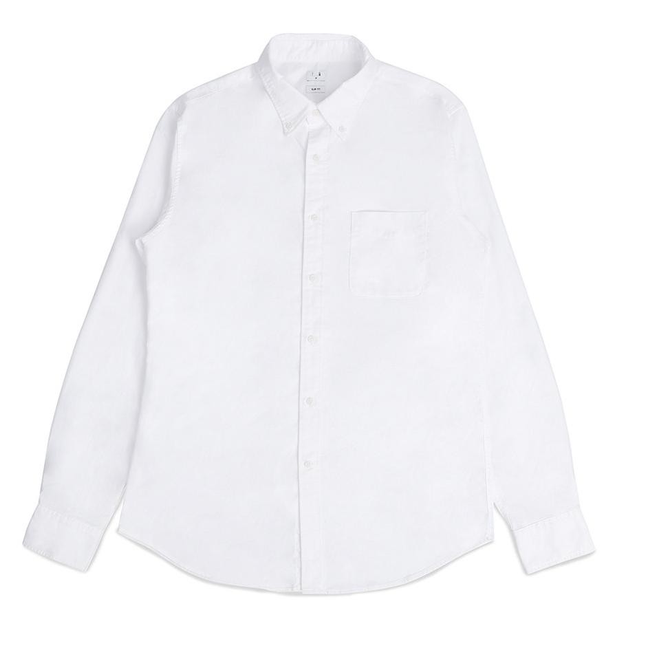 Áo Sơ Mi Off White Tay Dài Dáng Ôm Vải Oxford Cá Tính