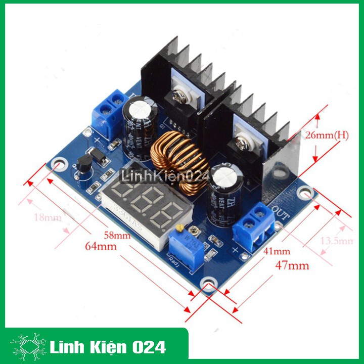 Module Hạ Áp Buck XL4016 Vin 4-38V Vout 1.25-36V 8A V2 ( Có Led Báo Điện Áp )
