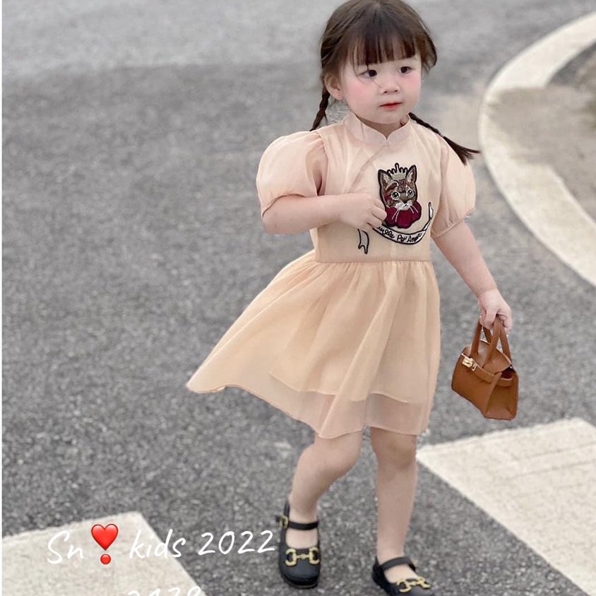 Sét Váy Tơ 2 Lớp Thêu HONEY BEE Siêu Yêu Cho Bé Gái