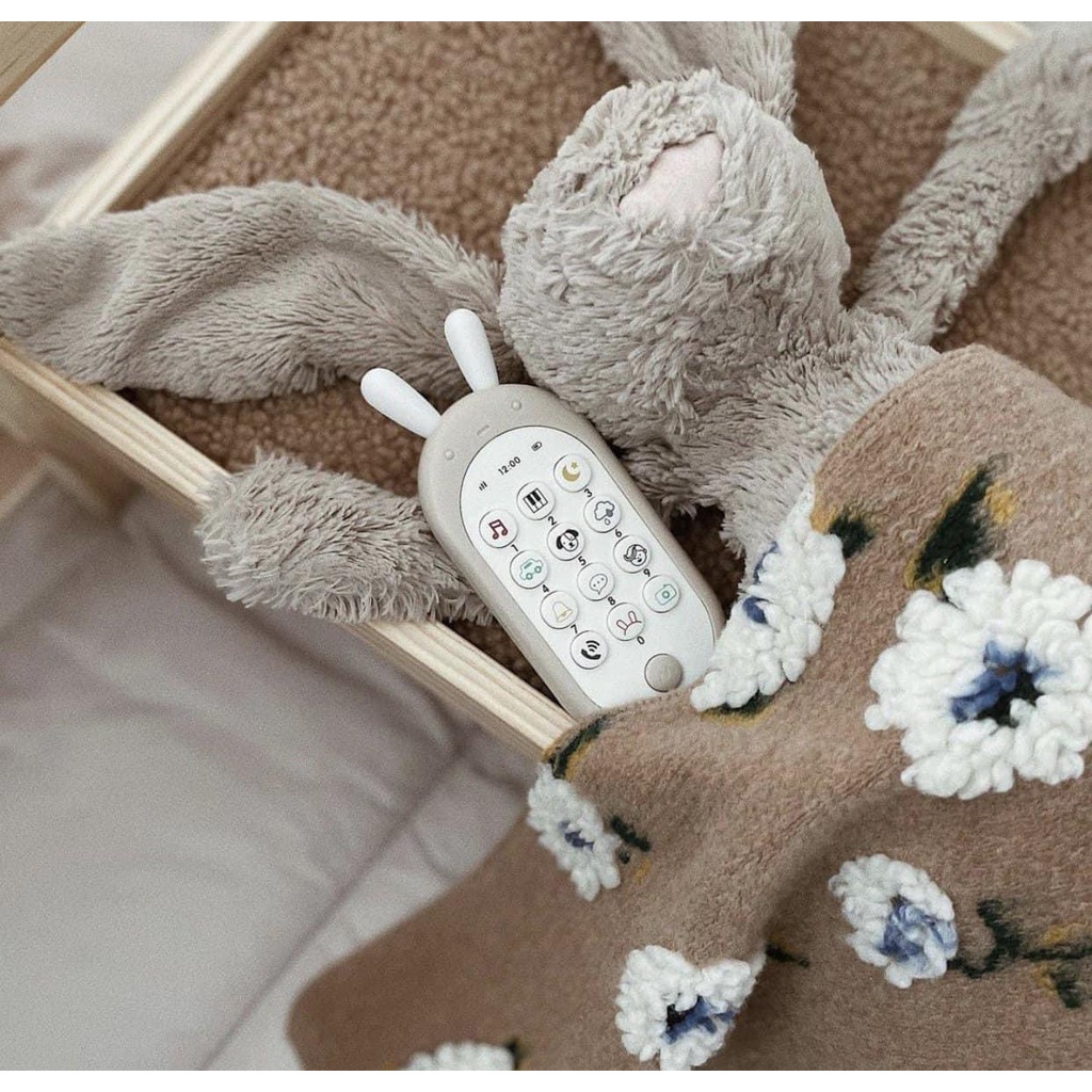 (TẶNG KÈM PIN) Điện thoại đồ chơi Haave Bricks Baby Rabbit tai thỏ Hàn Quốc có phát nhạc an toàn cho bé