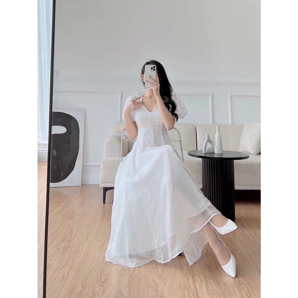 Váy tơ cắt ghép 6 mảnh