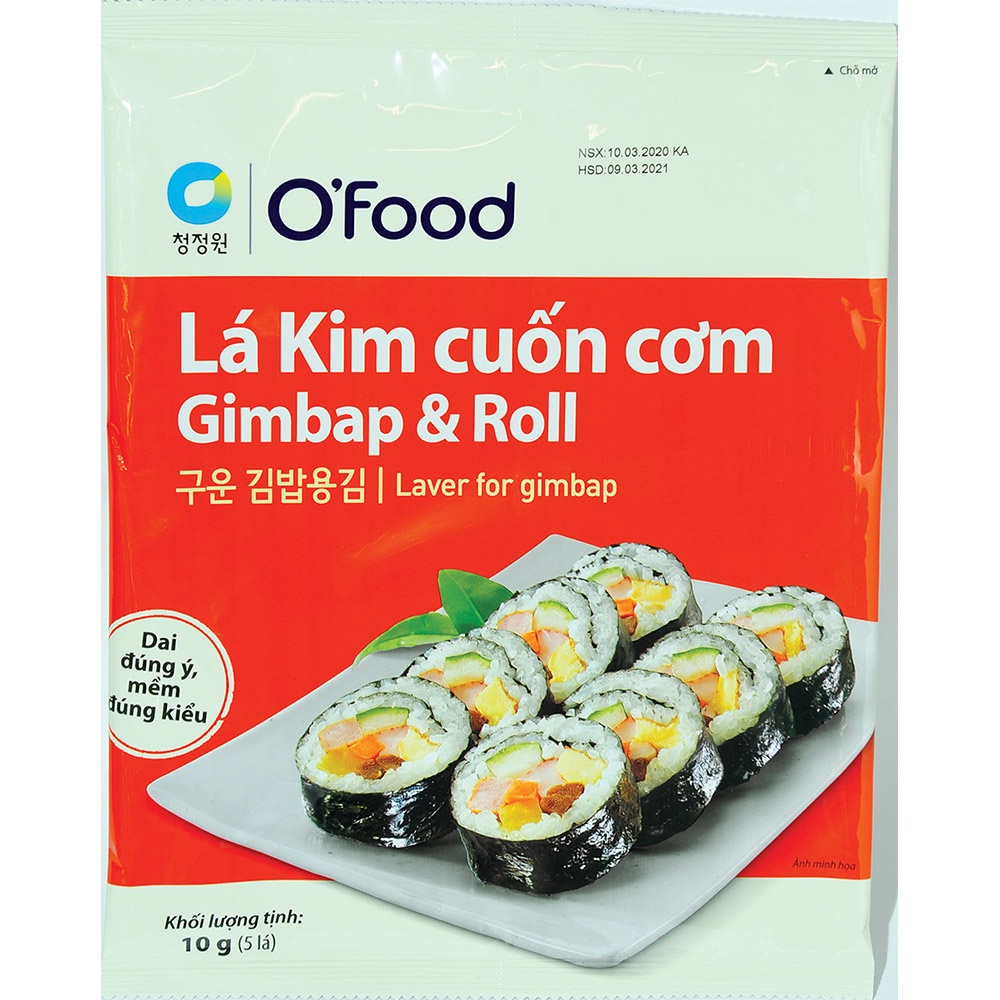Lá Kim cuốn cơm Gimbap & Roll O’Food gói 5 lá x 10g