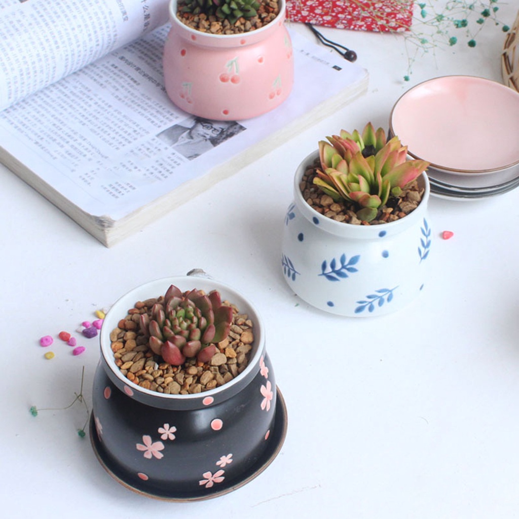 Chậu Hoa Bằng Gốm Màu Sáng Dễ Thương Trang Trí Nhà Cửa