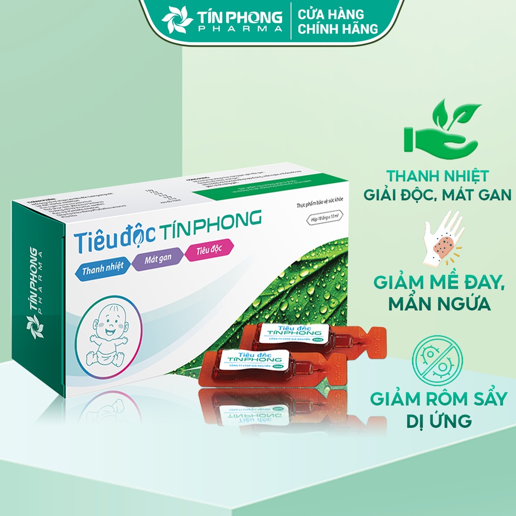 Tiêu Độc TÍN PHONG Giúp Thanh Nhiệt, Giải Độc, Làm Mát Gan, Giảm Mẩm Ngứa, Mề Đay An Toàn Tiện Lợi Hộp 18 Ống TTP005