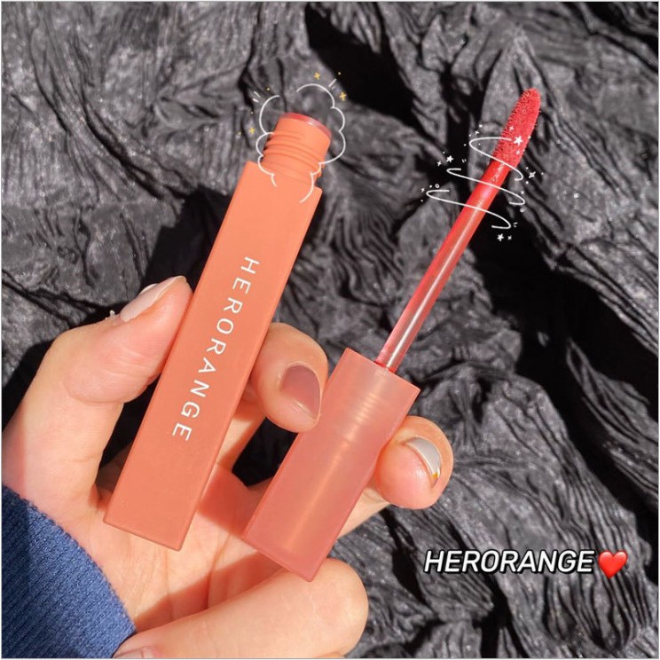 Son kem vỏ vuông HERORANGE mịn lì mềm môi căng mọng Winter Style Velvet Matte Lip Glaze Nude Colordiary HERO13 HERO26