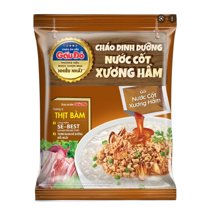 Thùng 30 Gói x 57g Cháo Dinh Dưỡng Gấu Đỏ Hương Vị Thịt Gà, Thịt Bằm