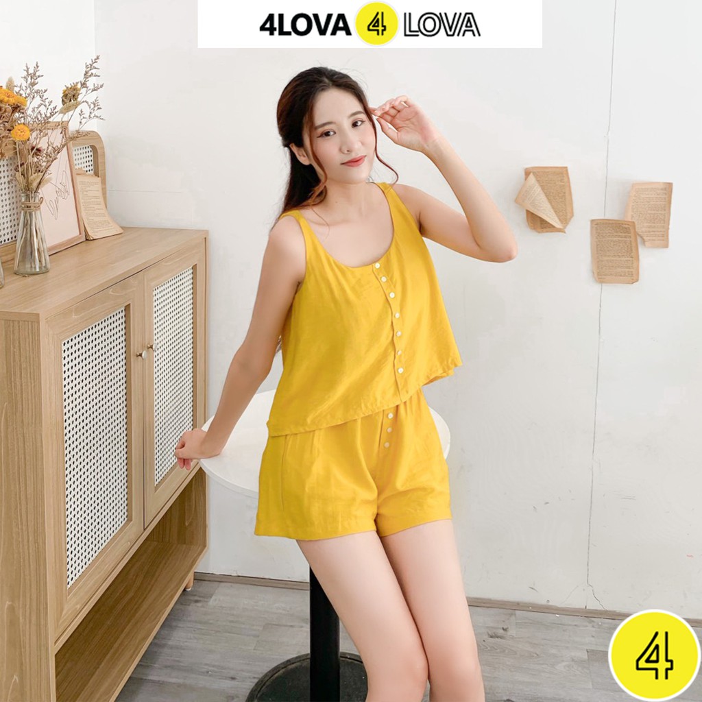 Đồ bộ nữ mặc nhà chất đũi mềm mại thoáng mát thấm hút mồ hôi 4Lova4eva | BigBuy360 - bigbuy360.vn