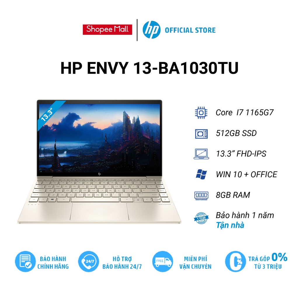 Laptop HP Envy 13-ba1030TU 2K0B6PA i7 1165G7 | 8GB RAM | 512GB SSD | 13.3 inch FHD | FP | W