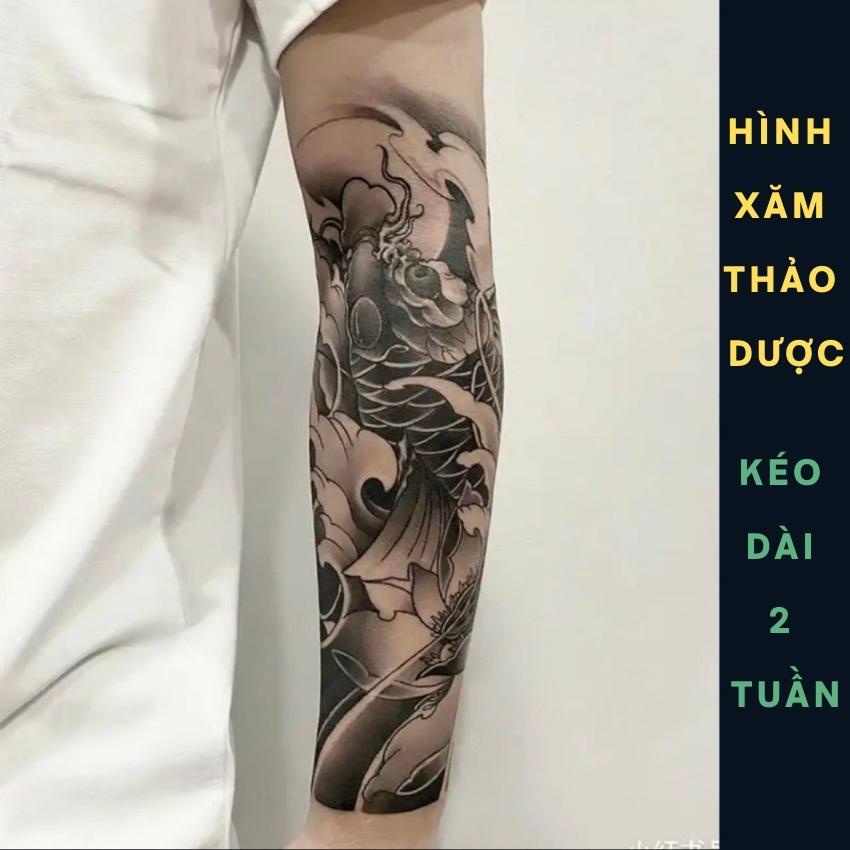 Hình Xăm Tạm Thời Cánh Tay Nhật Cổ Cá Chép V24 Kéo Dài 15 Ngày