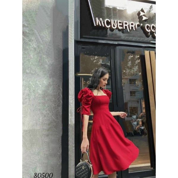 Đầm cổ vuông tay rút Bigsize 55kg Đến 100kg (L/XL/XXL)