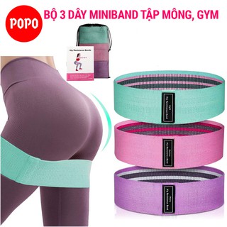 Dây kháng lực MiniBand bộ 3 dây POPO sử dụng để tập Mông, tập GYM YOGA SPORTY