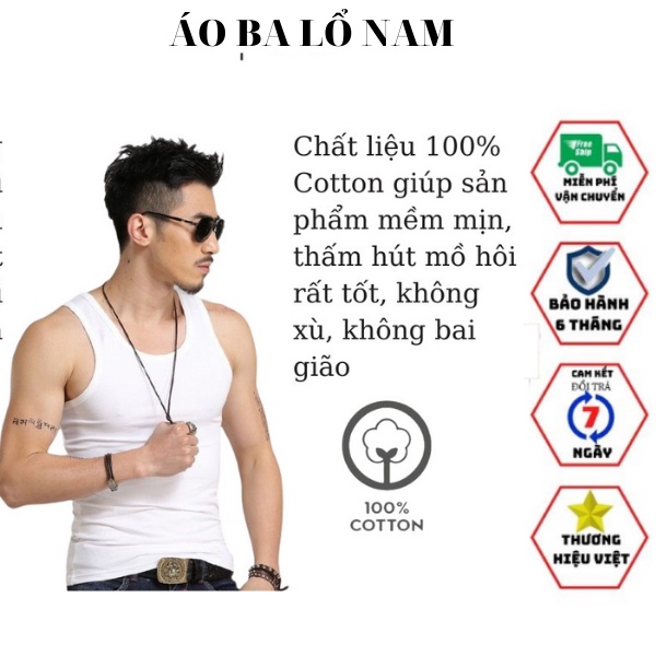 Áo Ba Lỗ Nam Cao Cấp ,Aó Thun 3 Lỗ Lót Trong Sơ Mi Màu Trắng Trơn Đơn Giản Dáng Classic Chất Cotton Mềm Mịn.