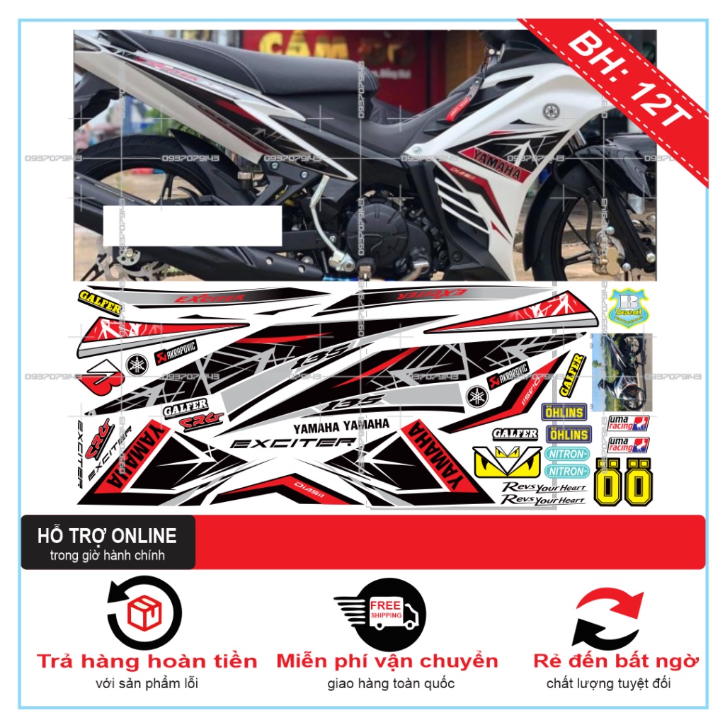 TEM RỜI EX 2011 TRẮNG ĐỎ NEW -- SHIN DECAL 2