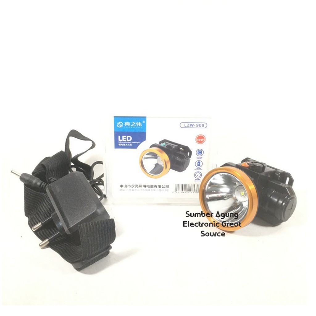 Đèn Pin Đội Đầu Pin Sạc LZW-908 50W + Tặng Kèm Bộ Sạc