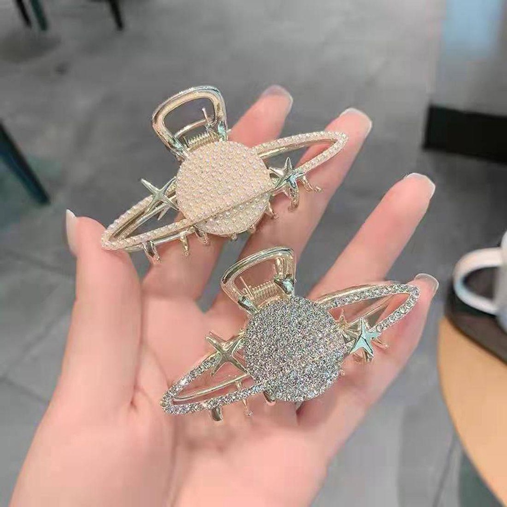 Kẹp Tóc Hình Hành Tinh Đính Ngọc Trai Thời Trang|Kẹp Tóc Đuôi Ngựa Cỡ Lớn Phong Cách Hàn Quốc