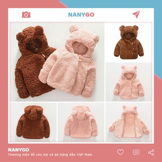 Freeship 💝 Áo Khoác Bông Tai Gấu Cho Bé - Hàng Quảng Châu Xuất Nhật Loại 1