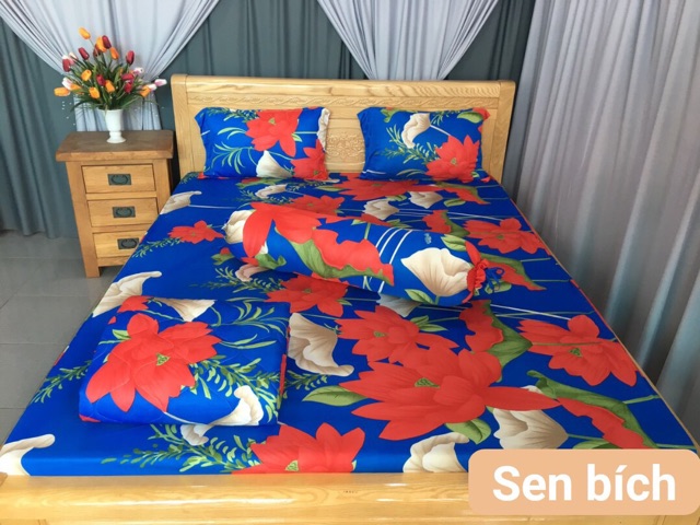 Bộ drap thun❤️FREESHIP❤️Ga thun lạnh Hàn Quốc - hoa sen ( 1 ga,3 vỏ gối)