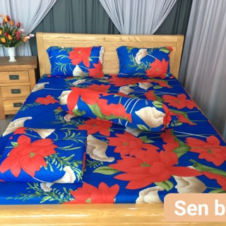 Bộ drap thun❤️FREESHIP❤️Ga thun lạnh Hàn Quốc - hoa sen ( 1 ga,3 vỏ gối)