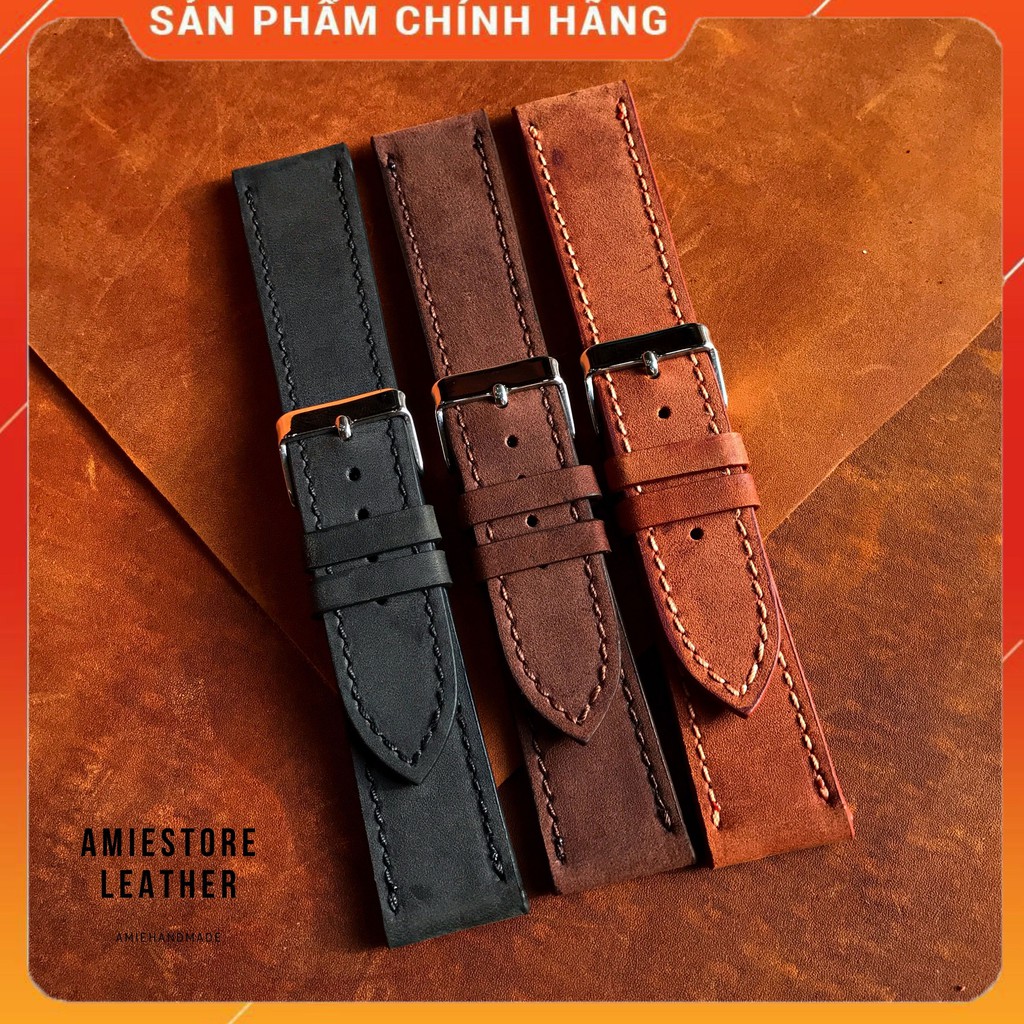 [Siêu HOT] Dây Da Đồng Hồ 22mm - Dây Đồng Hồ Da Sáp 22mm - Amiestore Leather