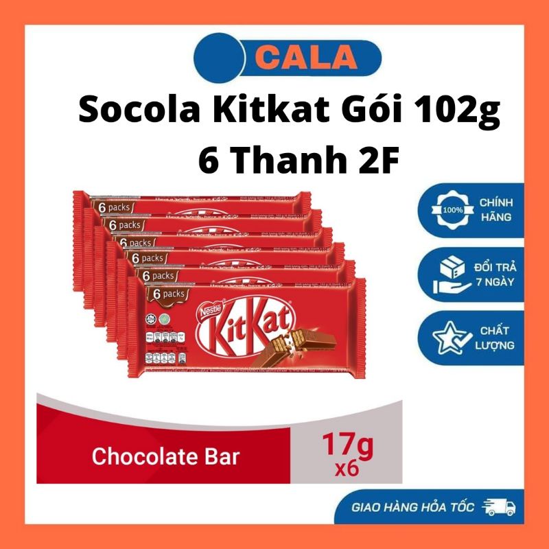 BÁNH XỐP PHỦ SOCOLA KITKAT NESTLE 102G 6 THANH