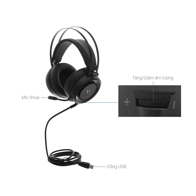 Tai nghe Gaming Rapoo VH500 7.1 LED RGB Đen Black