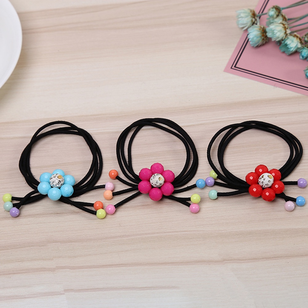 Dây buộc tóc đính hạt hoa đáng yêu cho bé gái