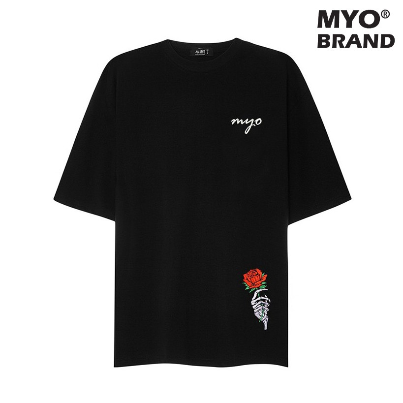 Áo Thun Nam Đẹp MYO Vải Cotton Thêu Hoa Hồng