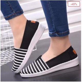 Giày slipon kẻ phối lưới siêu êm