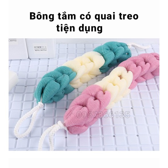 Combo 1 bông tắm lưới dài, 1 bông tắm lưới tròn tạo bọt siêu mềm mịn