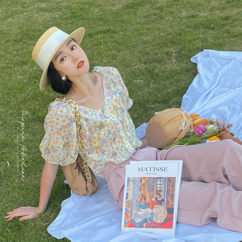 Áo Sơ Mi Jacquard Tay Lỡ 178039Áo Sơ Mi Voan Tay Bồng Trẻ Trung Thanh Lịch Phong Cách Hàn Quốc