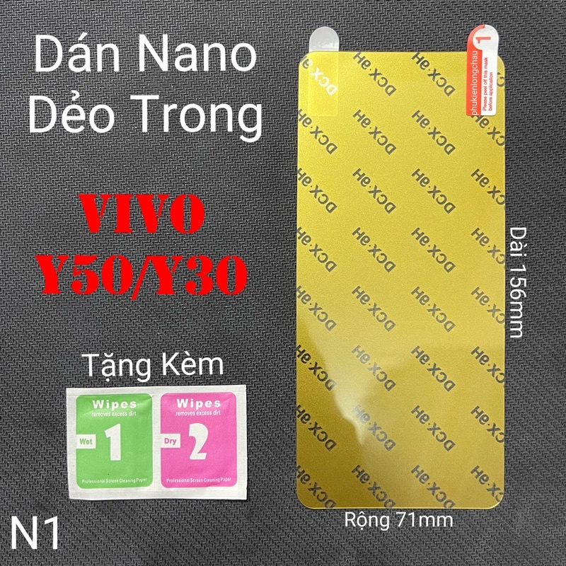 (N1)Miếng Dán Màn Hình Siêu Mỏng Dẻo Nano Cường Lực DCX-9H Vivo Y30/Y50