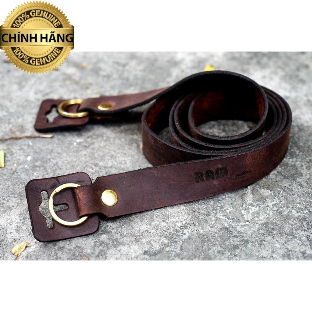 DÂY MÁY ẢNH FILM NÂU ĐẤT DA BÒ THẬT RAM A22 NÂU ĐẤT-CHÍNH HÃNG RAM LEATHER .