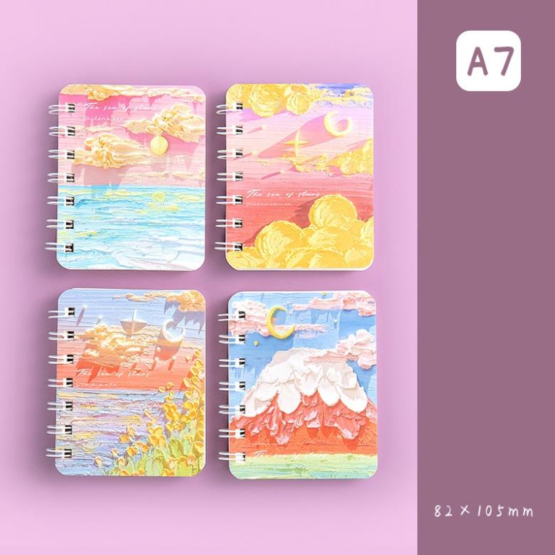 Sổ tay mini SOLANO sổ còng ghi chú A7 họa tiết cute dễ thương nhiều màu SN-001375