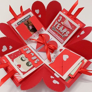 Hộp quà Lovebox Exploding Box - Mẫu Đỏ Trắng