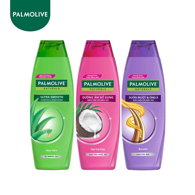 PALMOLIVE DẦU GỘI CÓ DẦU XẢ SUÔN MƯỢT VÀ ÓNG Ả KERATIN CHO TÓC RỐI 180ML