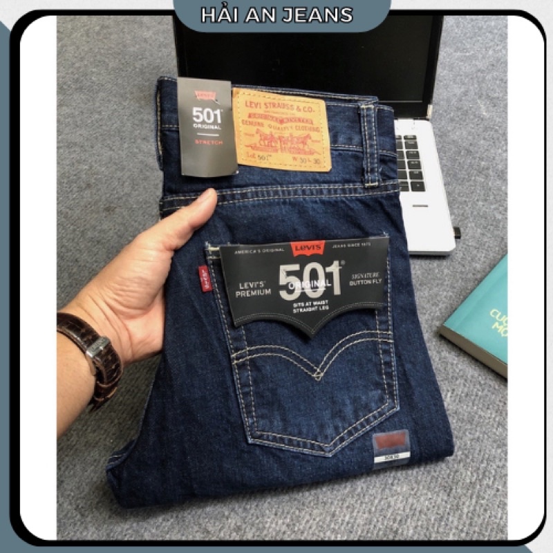 Quần jean nam VNXK 501 LEống suông - jean co giãn nhẹ