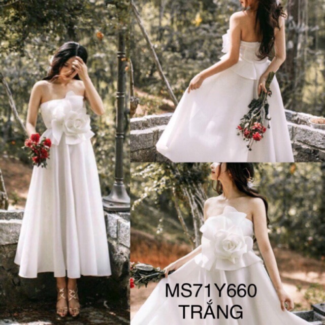 Đầm dự tiệc cúp ngực xếp hoa hồng siêu to TRIPBLE T DRESS -size M/L (kèm ảnh/video thật) MS71Y