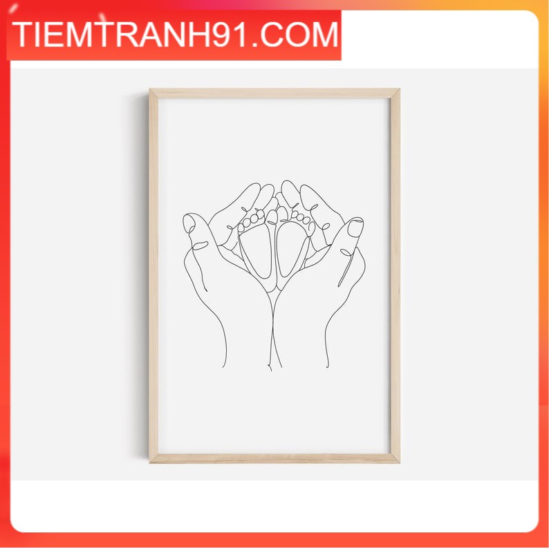 Tranh treo tường | Line art-Baby Feet Print, Fine Line Print Set 07 , tranh canvas giá rẻ