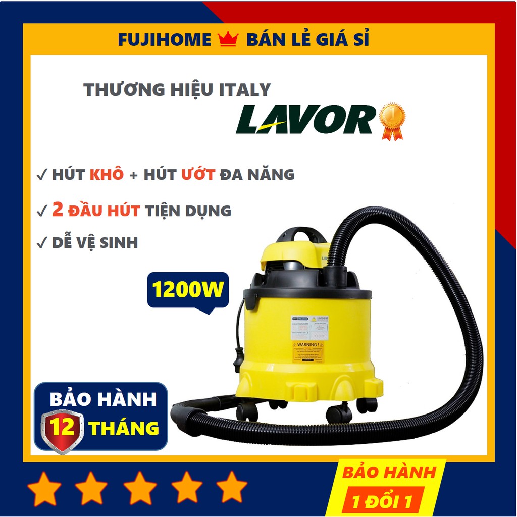 [BH 12 THÁNG] Máy hút thổi bụi gia đình - công nghiệp LAVOR DVC12PT 12 lít, máy thổi bụi hút bụi giường nệm đa năng