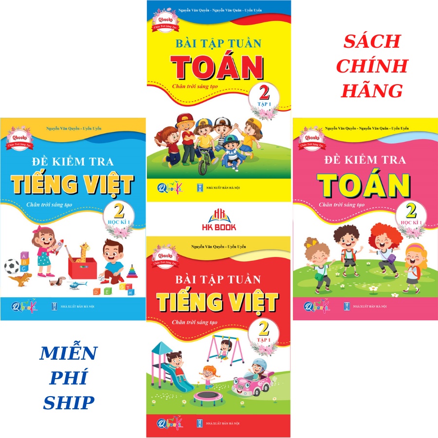 Sách - Combo Bài Tập Tuần và Đề Kiểm Tra Toán - Tiếng Việt Lớp 2 - Chân Trời Sáng Tạo - Học Kì 1 (4 cuốn)