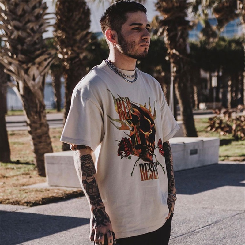 Áo Thun Tay Ngắn Cổ Tròn In Hình Đầu Lâu Hoa Hồng Thời Trang Cho Cặp Đôi