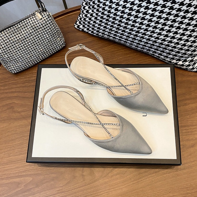 Giày Sandal Mũi Nhọn Đính Đá Thời Trang Mùa Hè Phong Cách Pháp Cho Nữ 2022