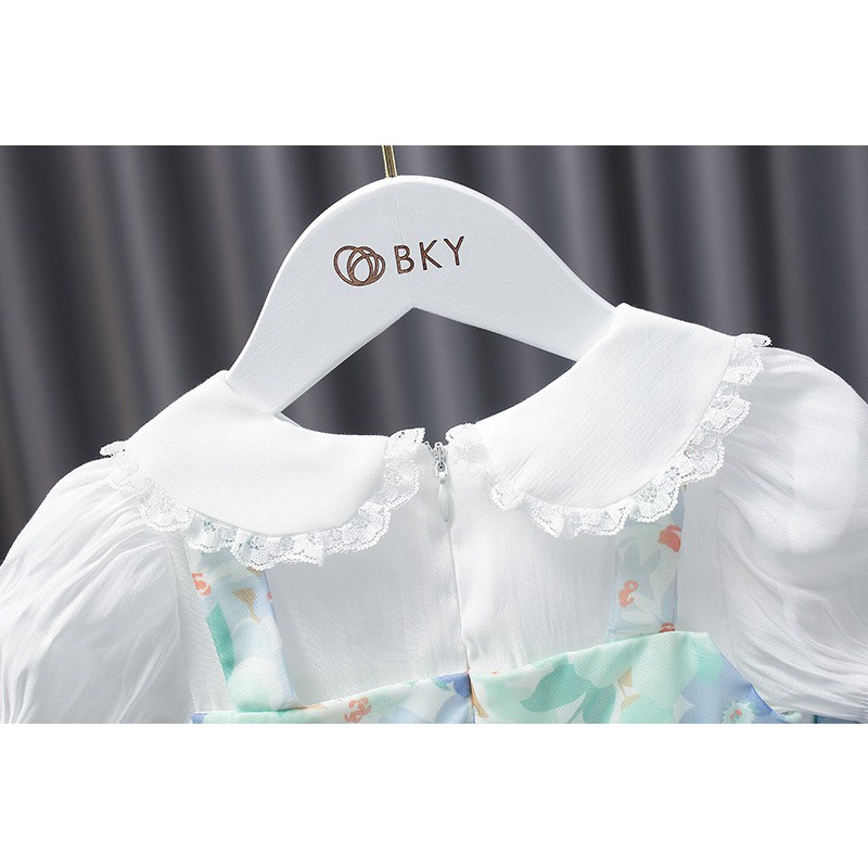 Đầm Tay Ngắn Cổ Peter Pan In Họa Tiết Phong Cách Lolita Thời Trang Mùa Hè Cho Bé Gái E21247