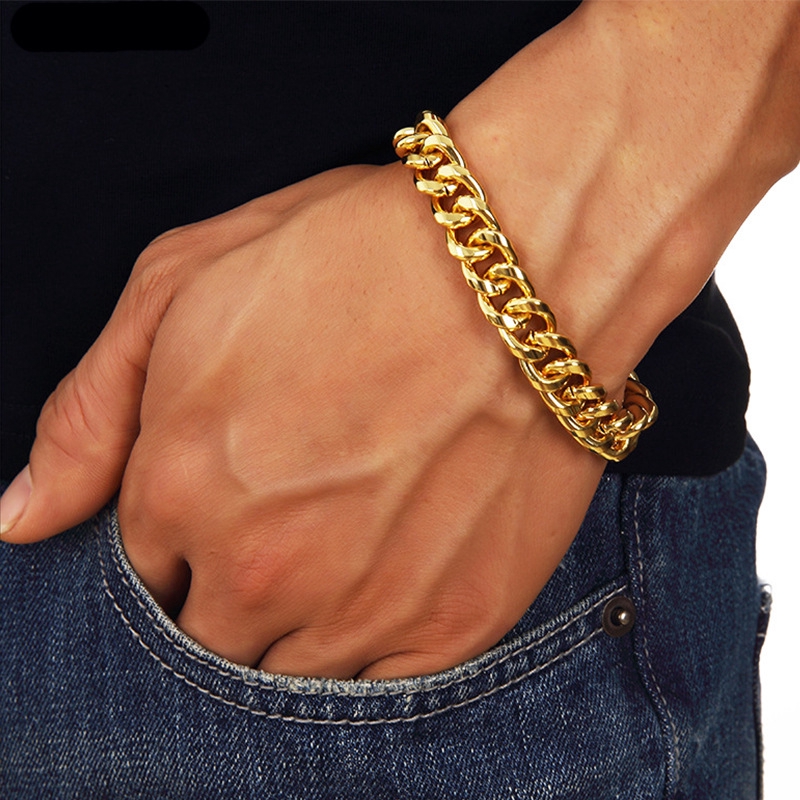 Vòng tay dây thừng bằng thép titan mạ vàng phong cách hip hop đường phố Âu Mỹ cho nam nữ