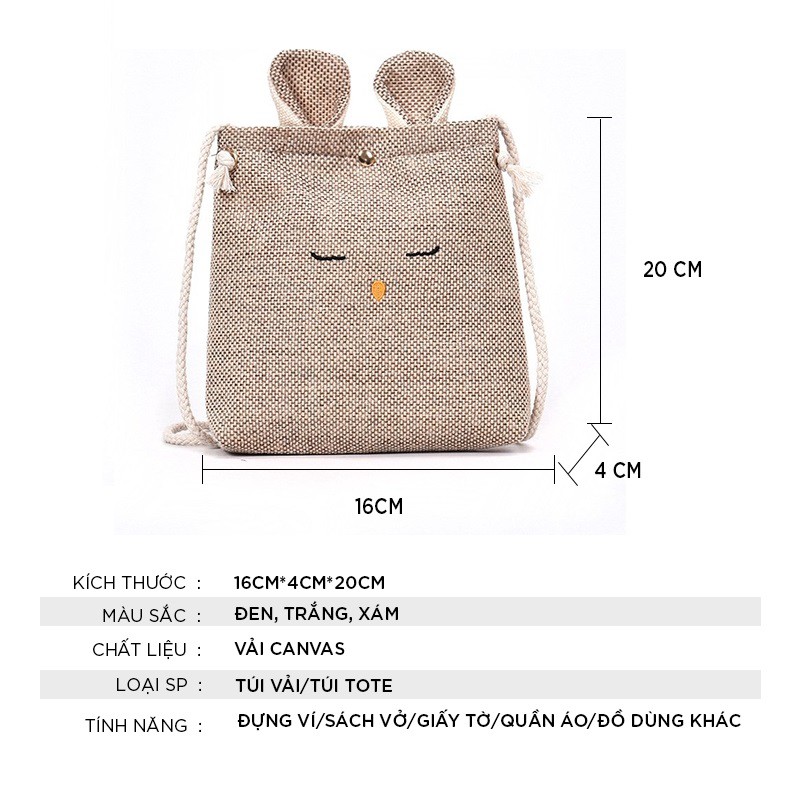 Túi tote mini ULZZANG dây rút hàn quốc vải đeo chéo canvas bag giá rẻ đẹp đi học Herbagstore HB03