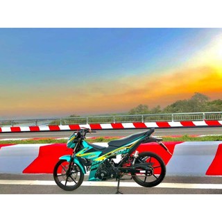 Tem rời Satria xanh lục bảo cực đẹp - lên các màu xe. Tem 3 lớp cao cấp bao bay màu
