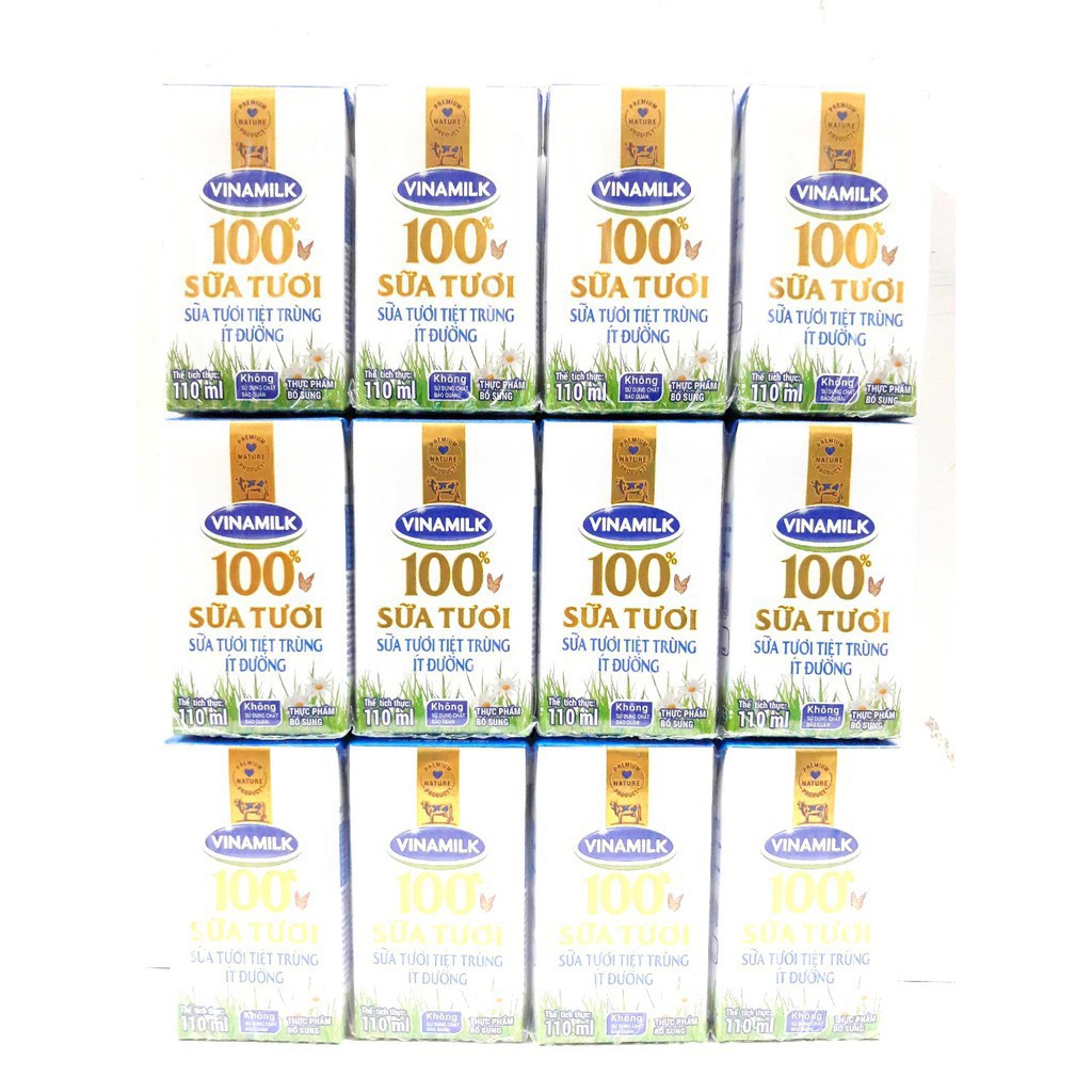 Sữa tươi Vinamilk tiệt trùng 100% lốc 4 hộp x 110ml