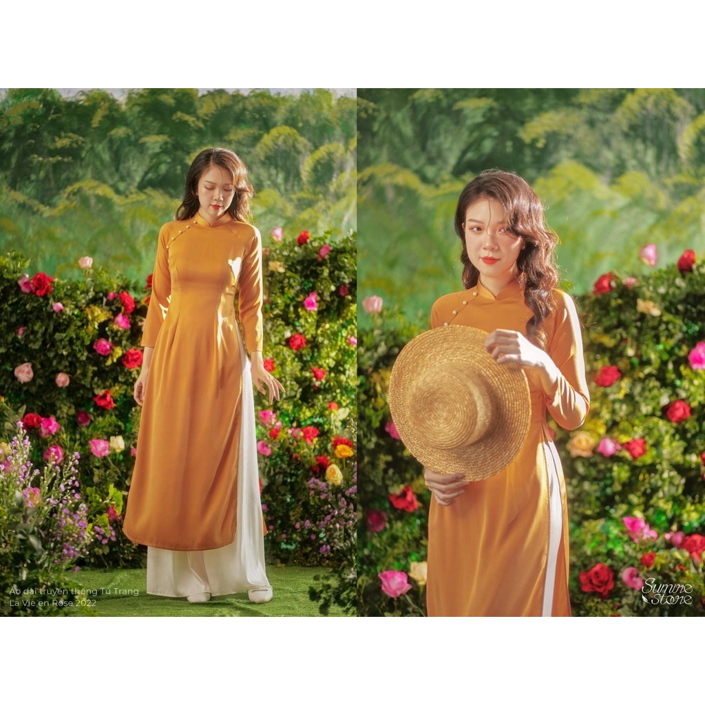 Áo dài lụa tây thi đính trai cao câp