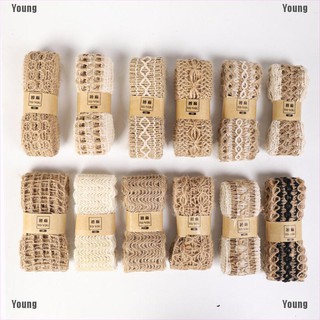 Dây ruy băng vải bố phối ren dài 2m dùng trang trí