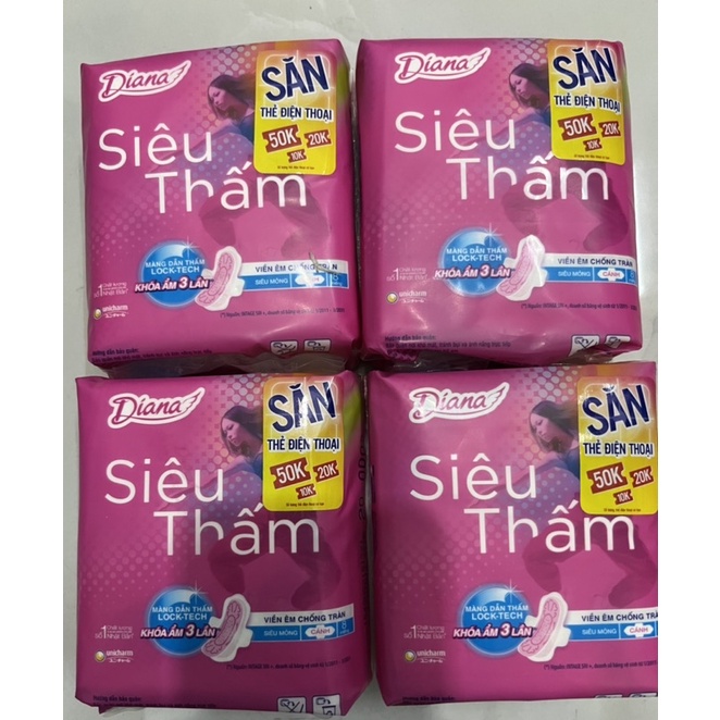 [Tặng thẻ điện thoại trong mỗi gói băng] Băng vệ sinh siêu mỏng cánh Diana siêu thấm 8 miếng